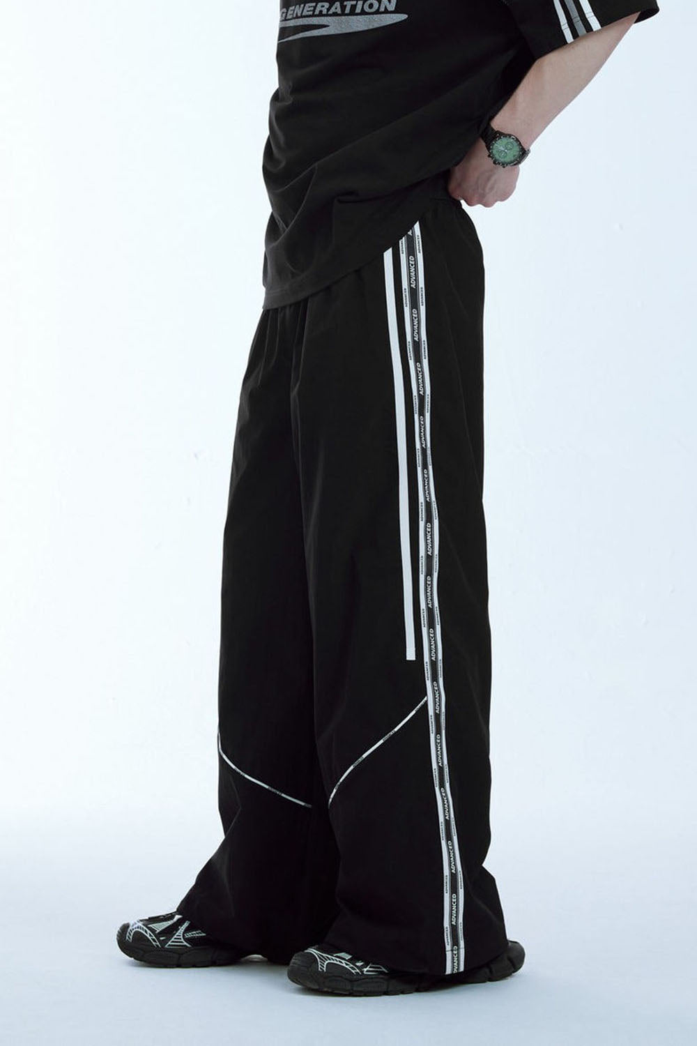 Tailored Print Patchwork Wide-Leg Pants in Vintage Casual Style