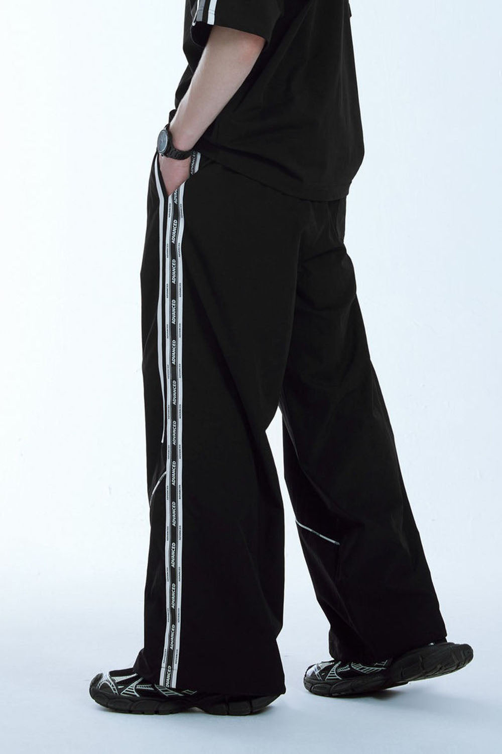 Tailored Print Patchwork Wide-Leg Pants in Vintage Casual Style