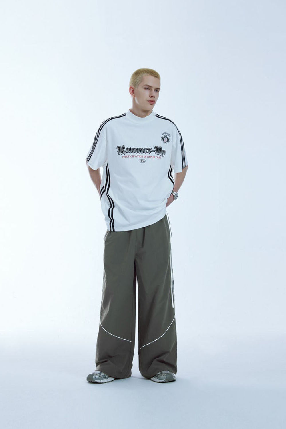 Tailored Print Patchwork Wide-Leg Pants in Vintage Casual Style
