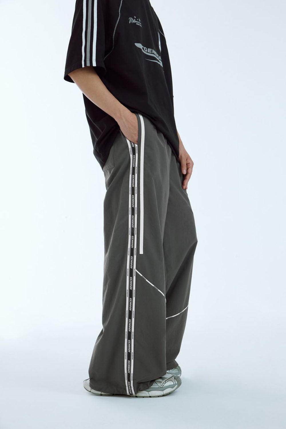 Tailored Print Patchwork Wide-Leg Pants in Vintage Casual Style