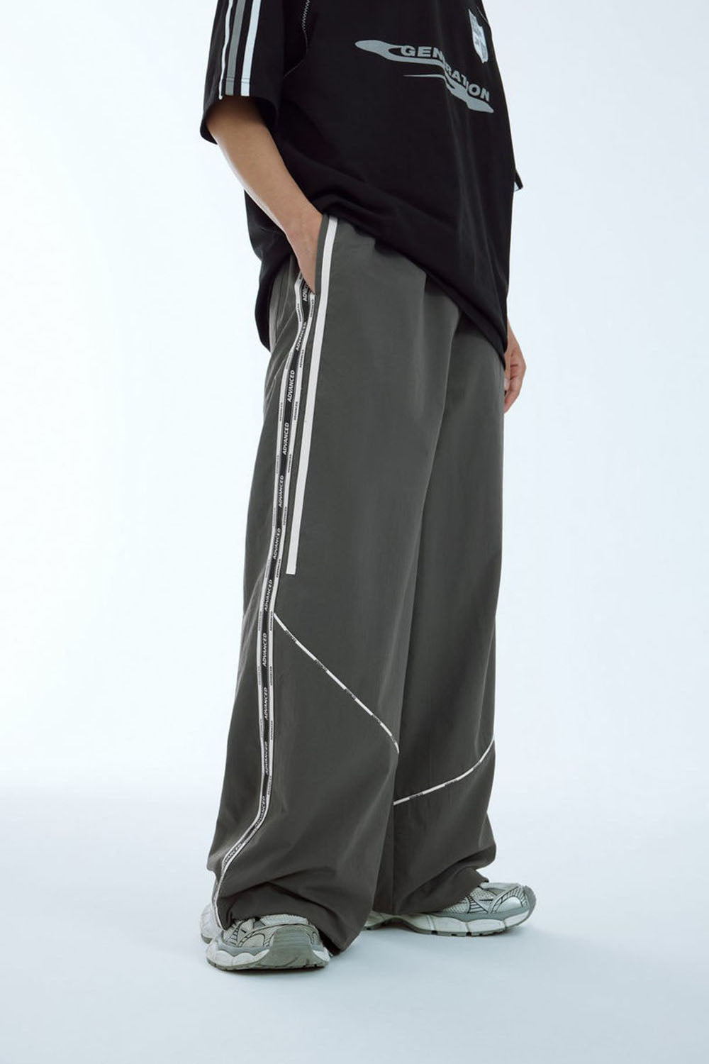 Tailored Print Patchwork Wide-Leg Pants in Vintage Casual Style