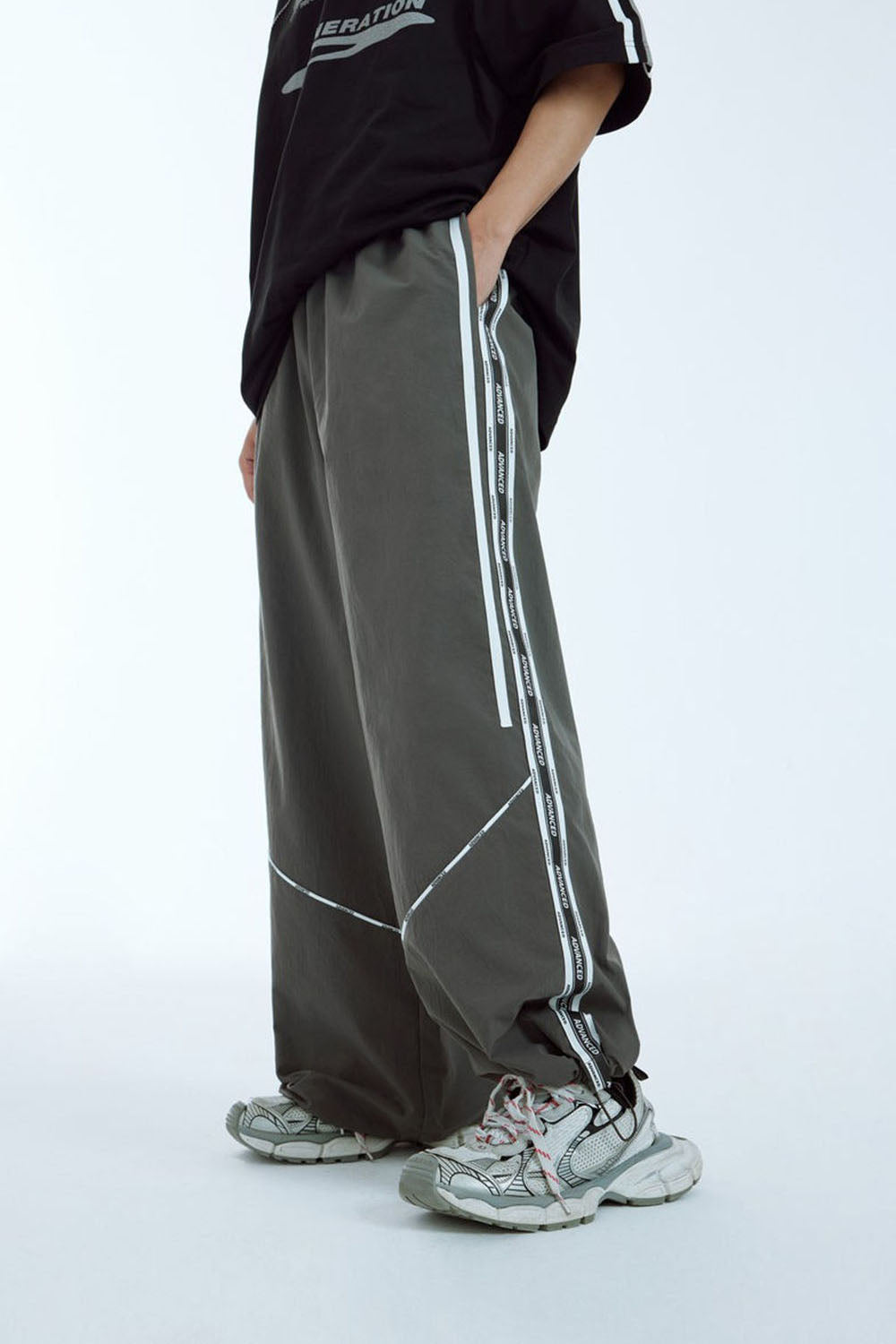 Tailored Print Patchwork Wide-Leg Pants in Vintage Casual Style
