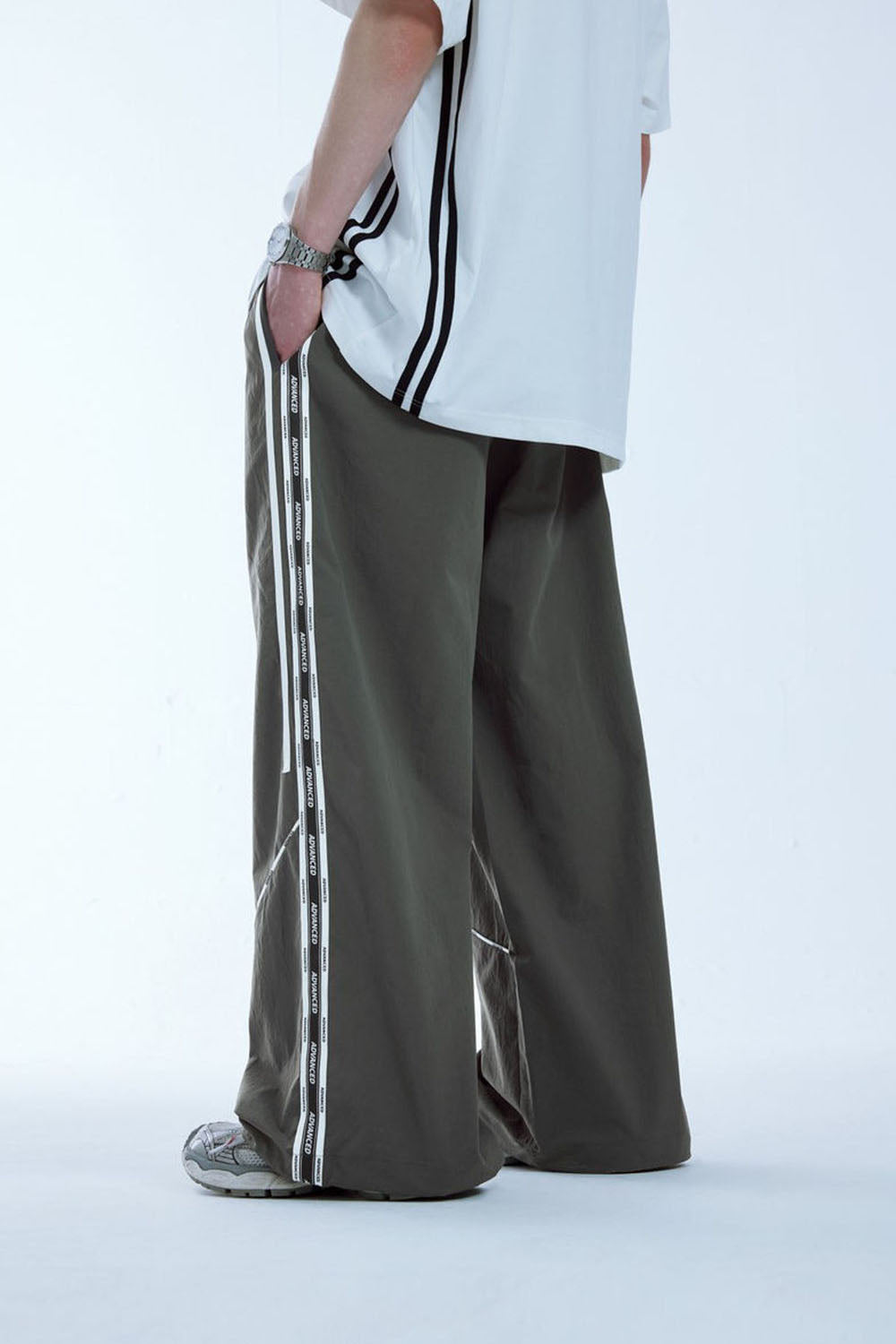 Tailored Print Patchwork Wide-Leg Pants in Vintage Casual Style