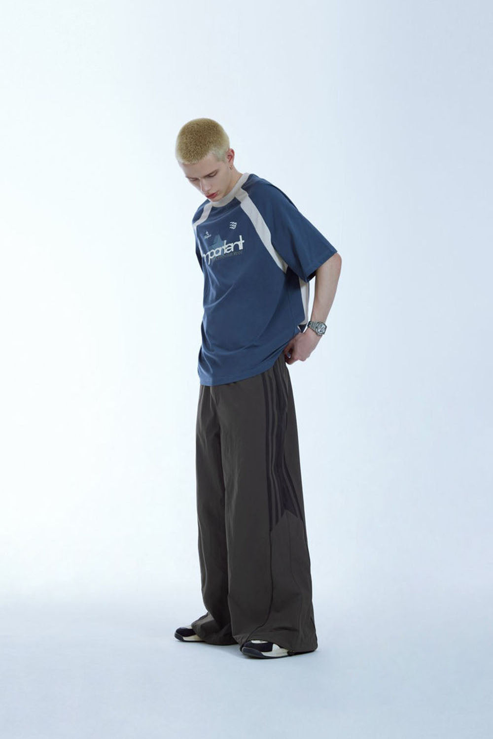 Color Block Panel A-Line Wide-Leg Pants: Casual Long Pants with Contrasting Stripes