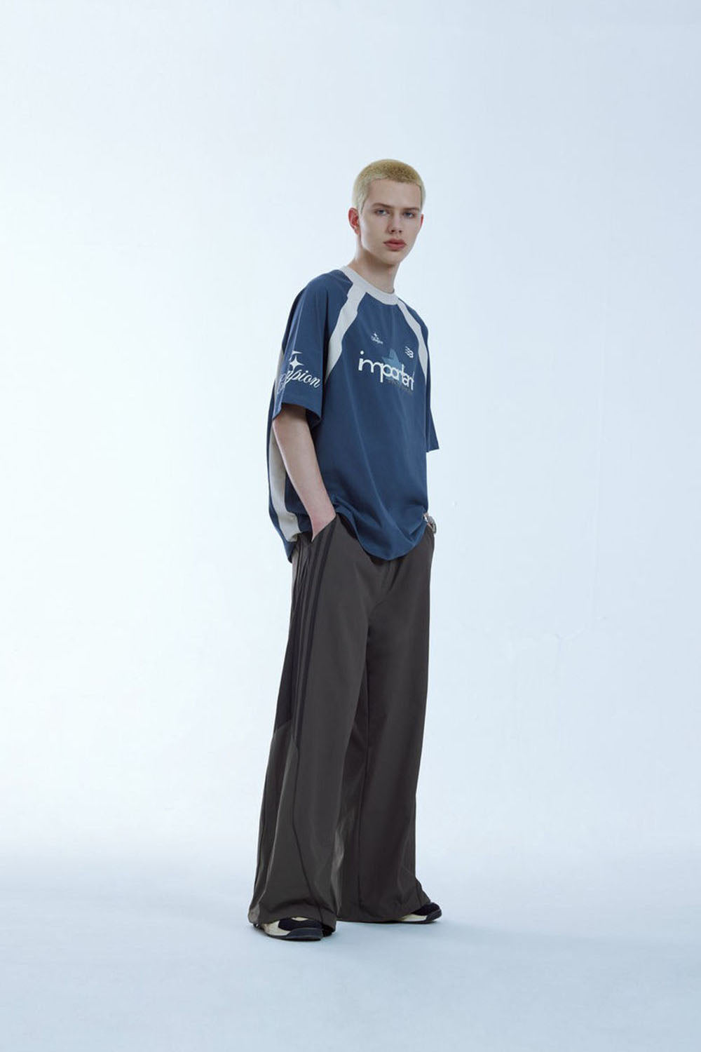 Color Block Panel A-Line Wide-Leg Pants: Casual Long Pants with Contrasting Stripes