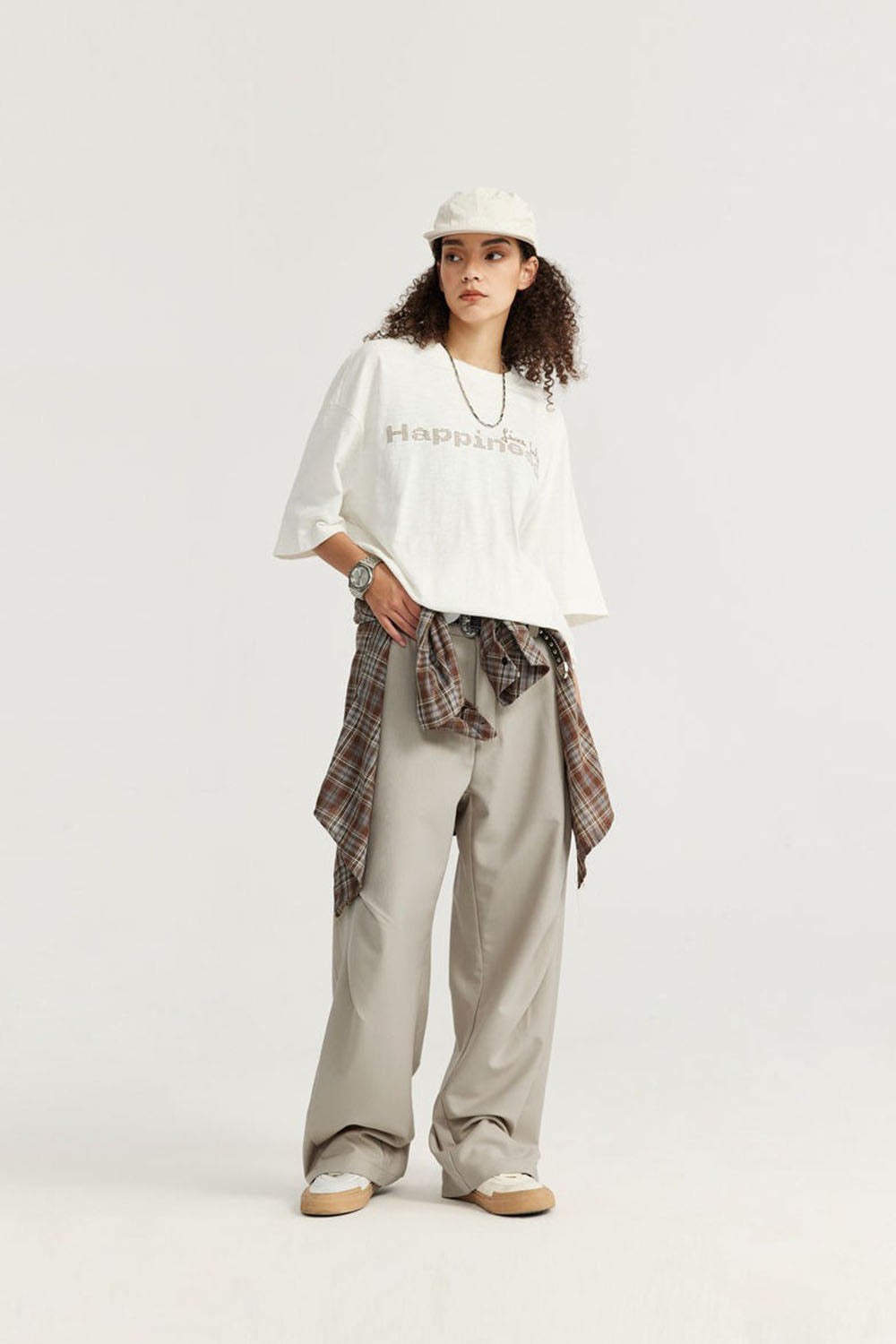Pleated Suit Trousers with Wide Leg: Casual Long Pants