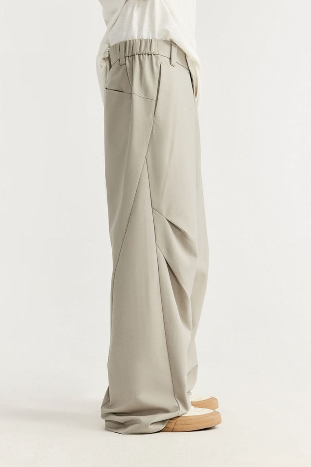 Pleated Suit Trousers with Wide Leg: Casual Long Pants
