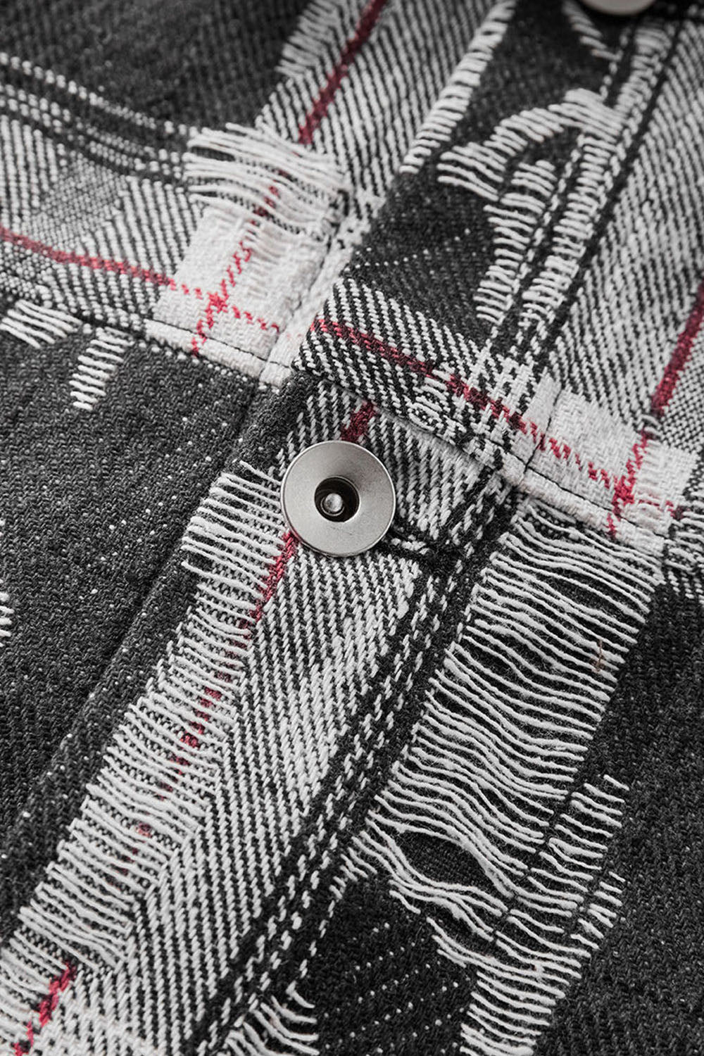 Deconstructed Plaid Shirt Jacket: Loose-Fit Casual Long Sleeve Shirt