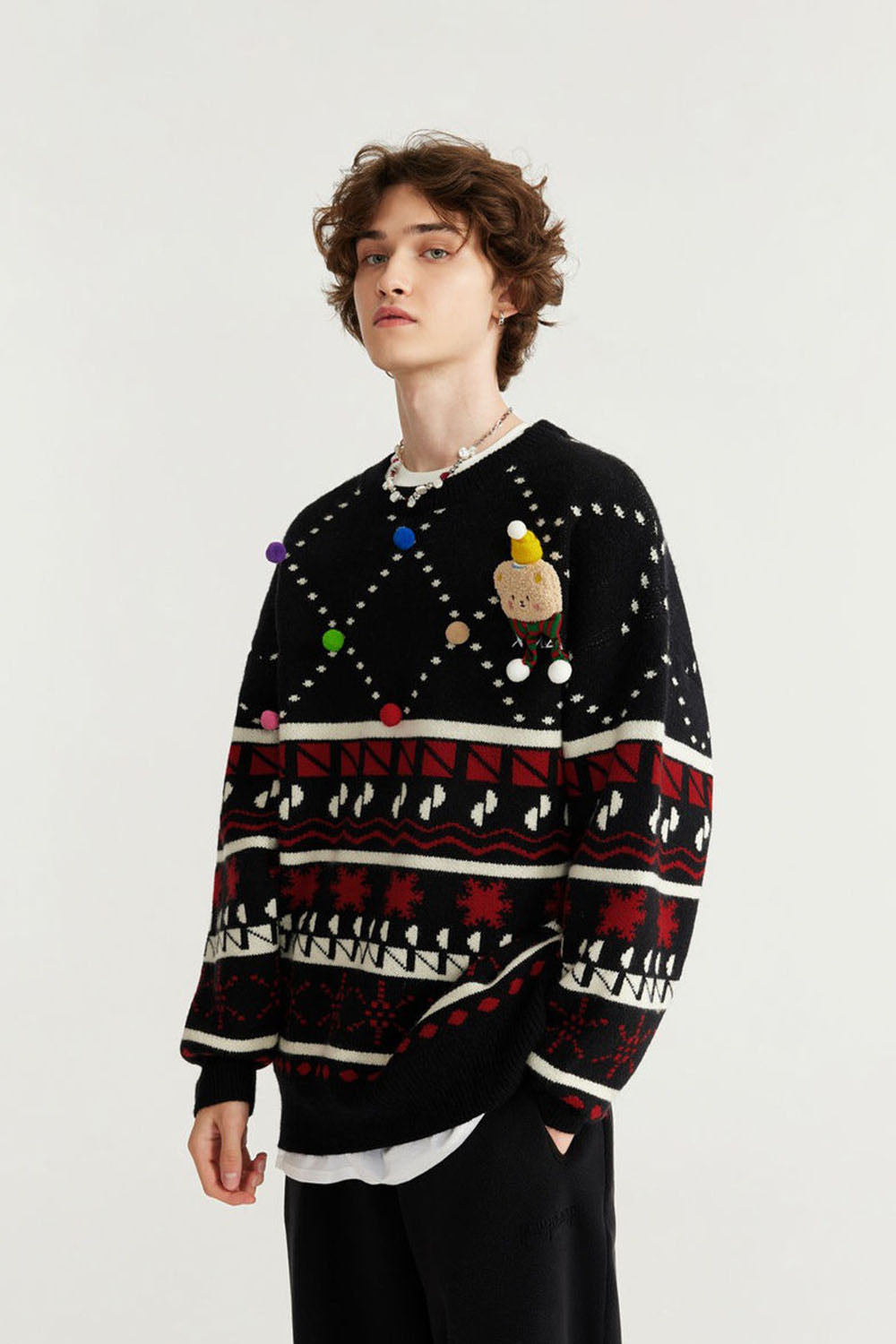 Arctic Velvet Christmas Special Doll Pullover Sweater: Loose Casual Knitwear