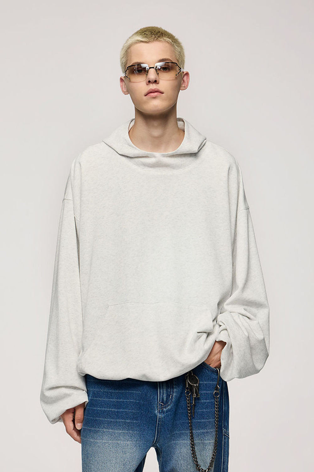 Double-Layer Gossamer Cotton Hoodie: Casual Cropped Pullover Top