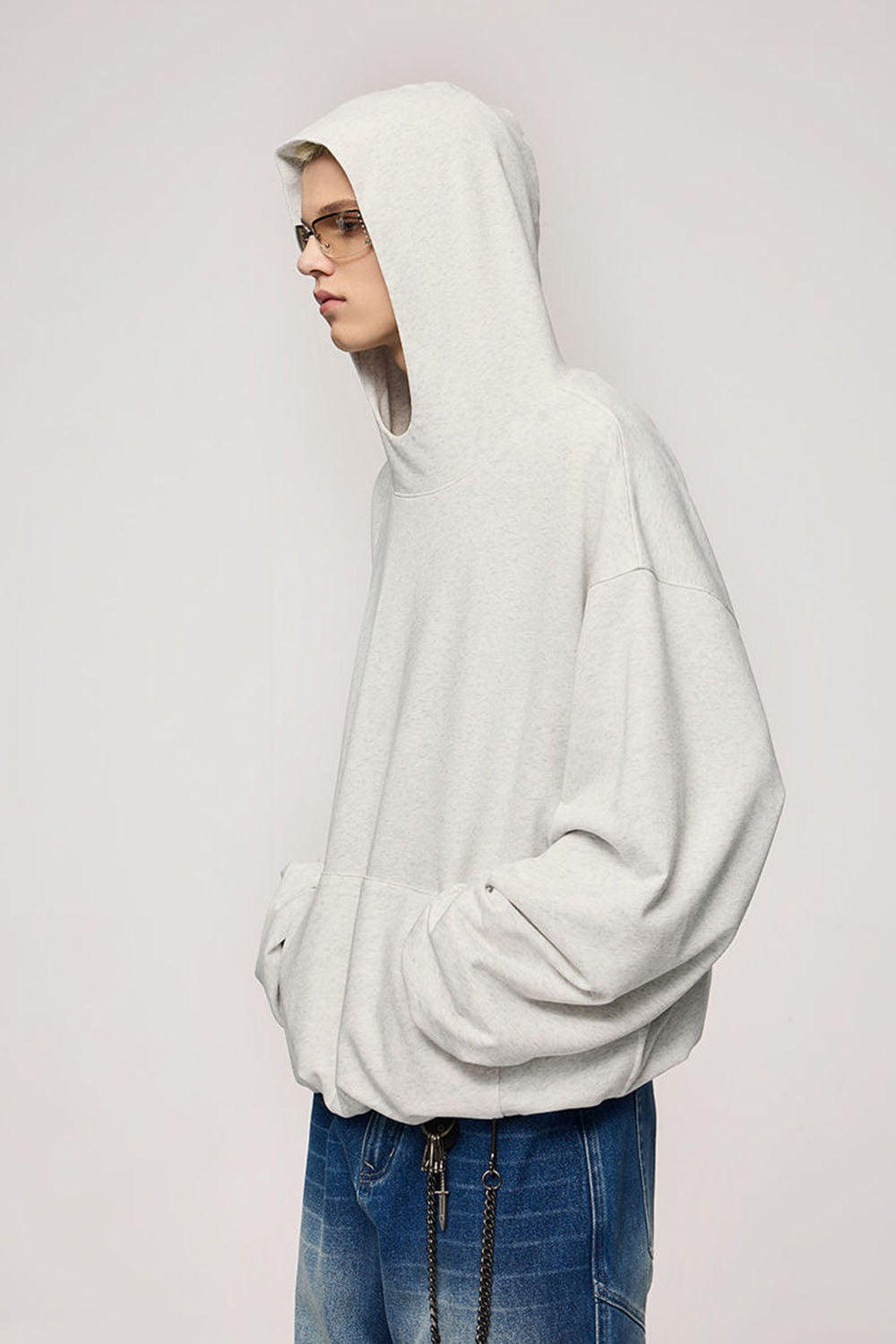 Double-Layer Gossamer Cotton Hoodie: Casual Cropped Pullover Top
