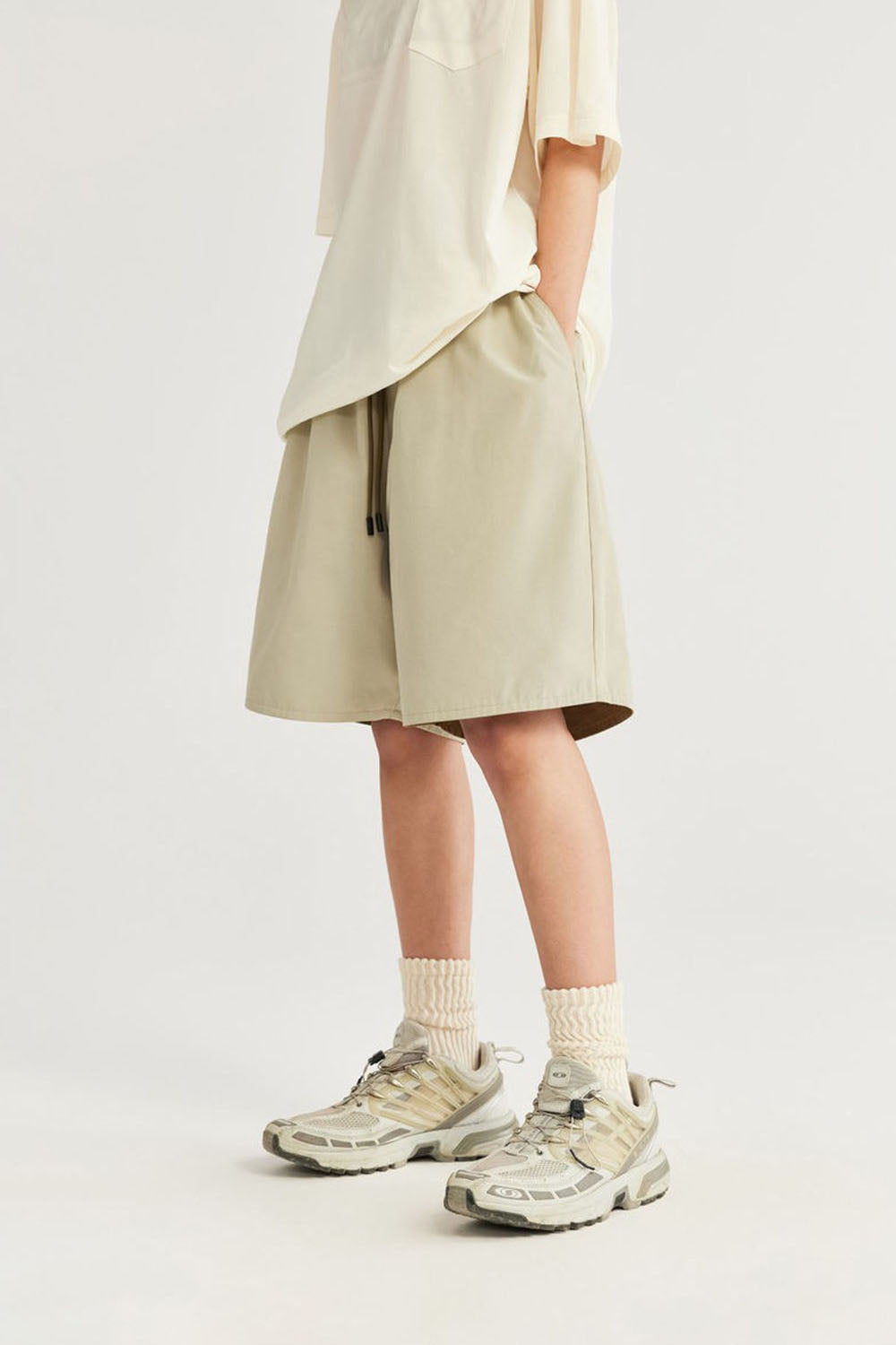 Reversible Utility Shorts: Streetwear Loose Basic Casual Mid-Length Shorts