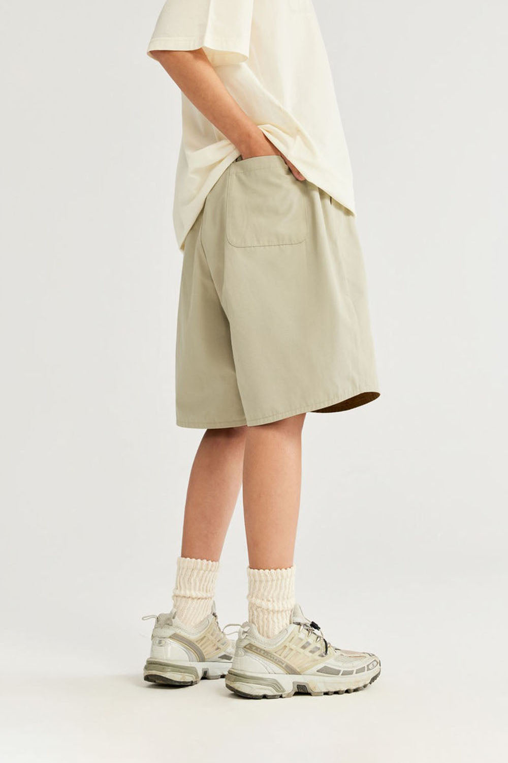 Reversible Utility Shorts: Streetwear Loose Basic Casual Mid-Length Shorts