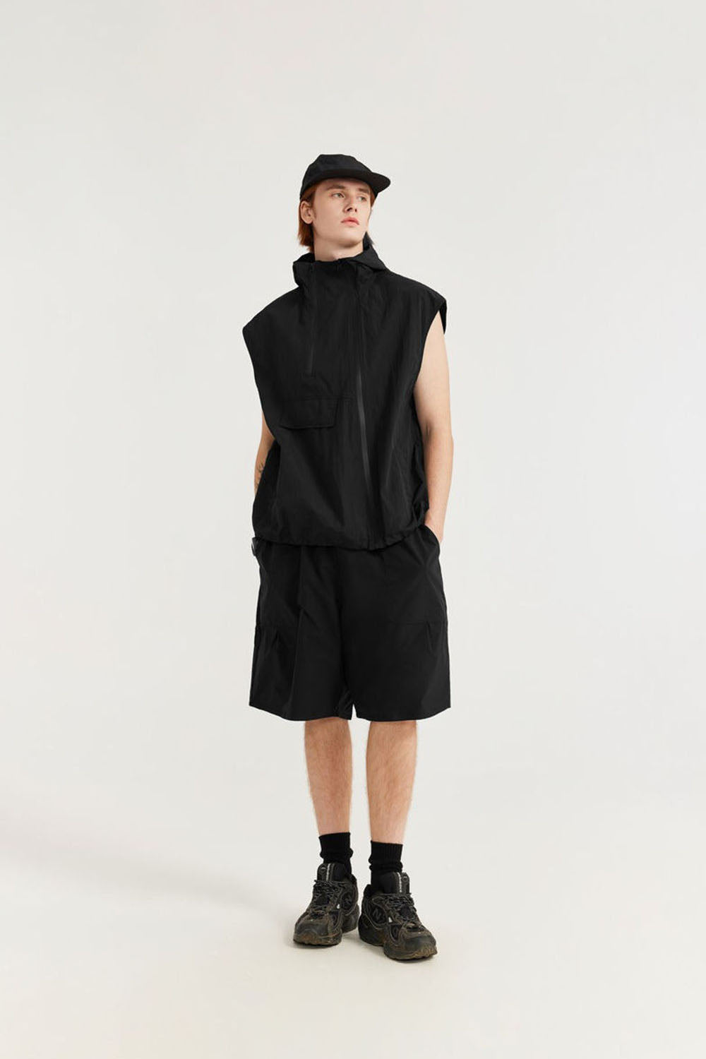 Reversible Utility Shorts: Streetwear Loose Basic Casual Mid-Length Shorts