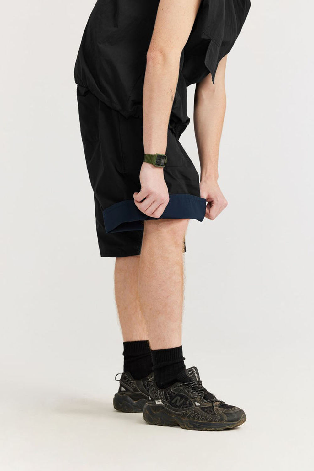 Reversible Utility Shorts: Streetwear Loose Basic Casual Mid-Length Shorts