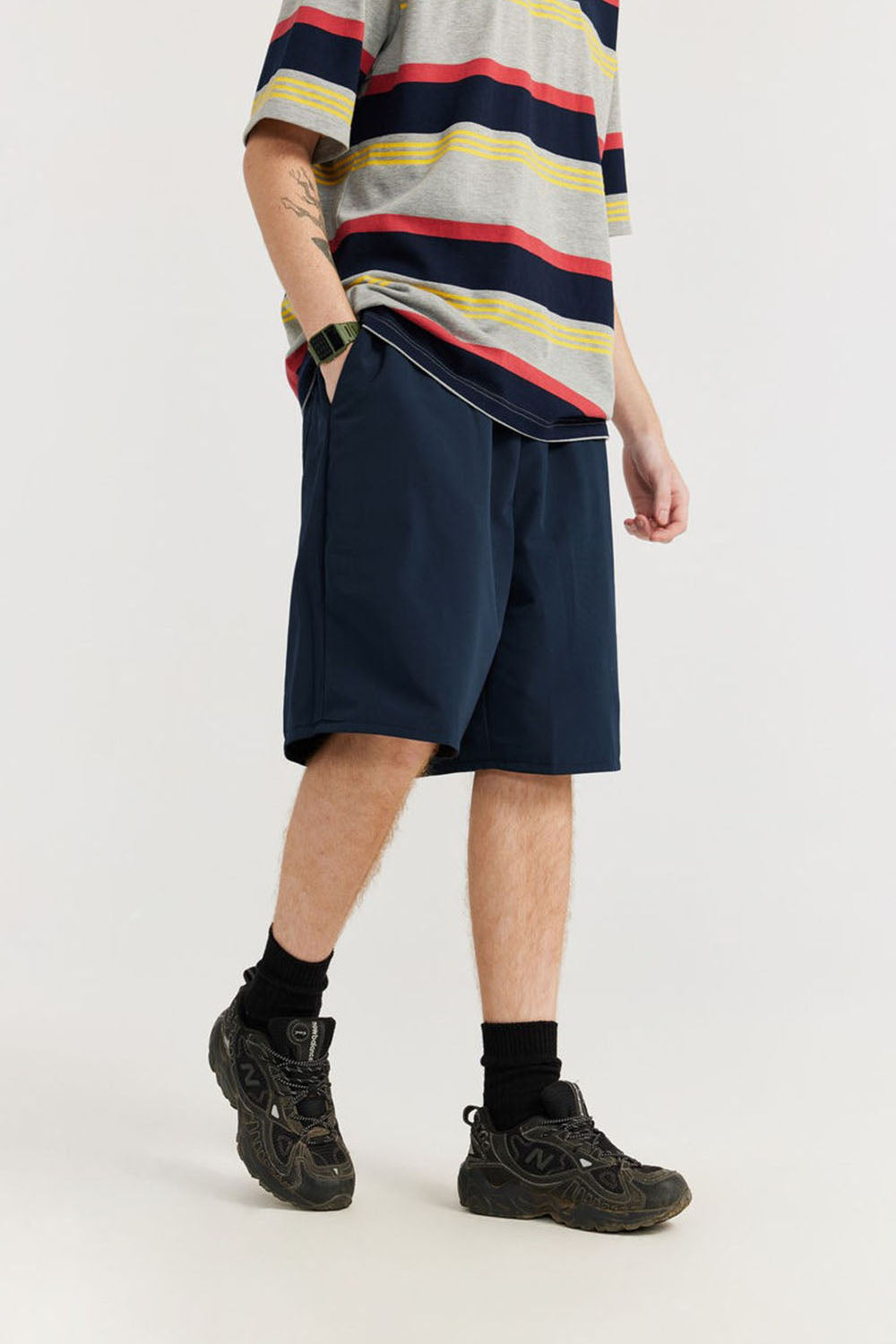 Reversible Utility Shorts: Streetwear Loose Basic Casual Mid-Length Shorts