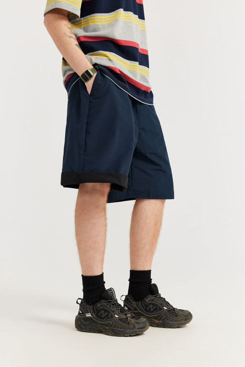 Reversible Utility Shorts: Streetwear Loose Basic Casual Mid-Length Shorts