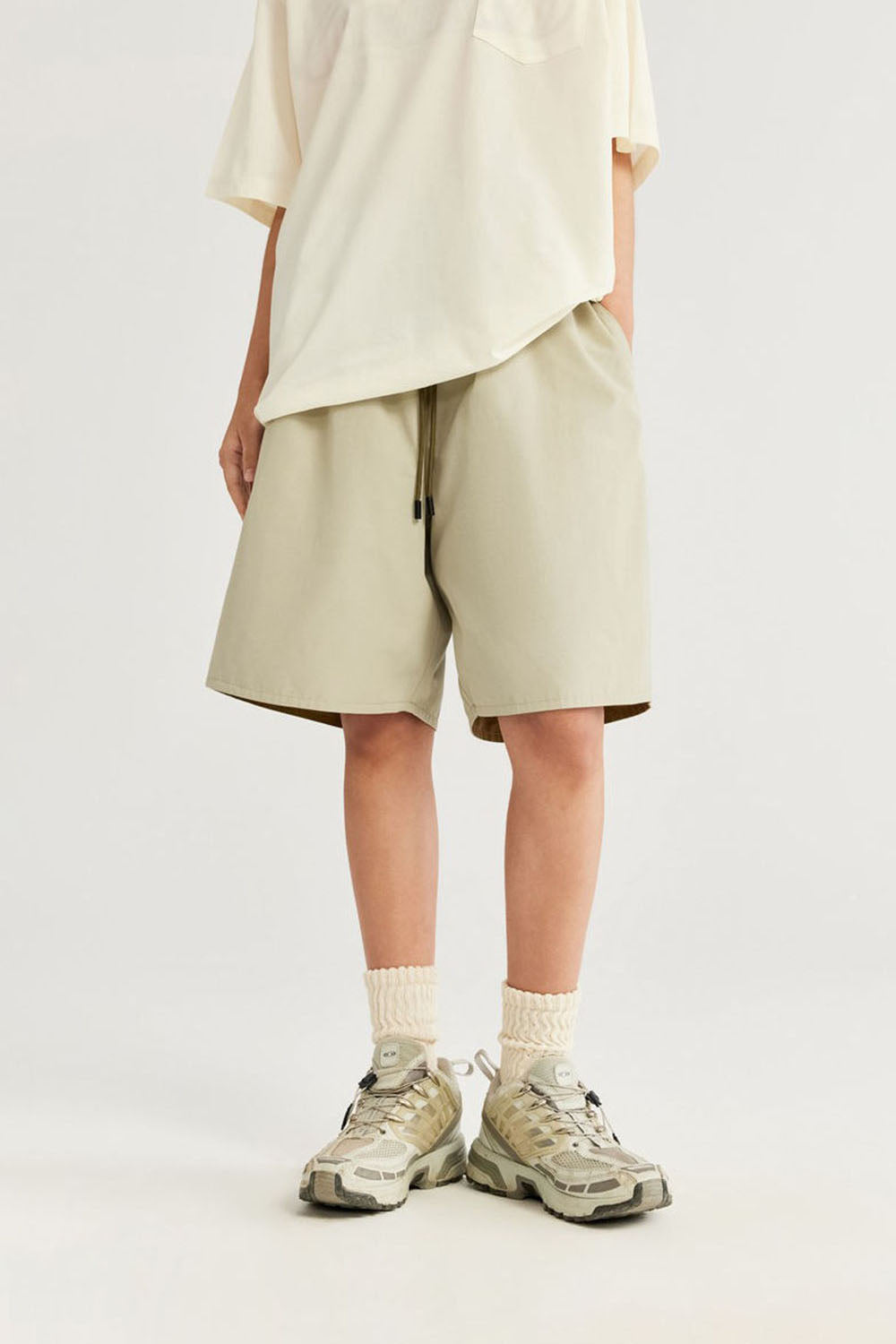 Reversible Utility Shorts: Streetwear Loose Basic Casual Mid-Length Shorts