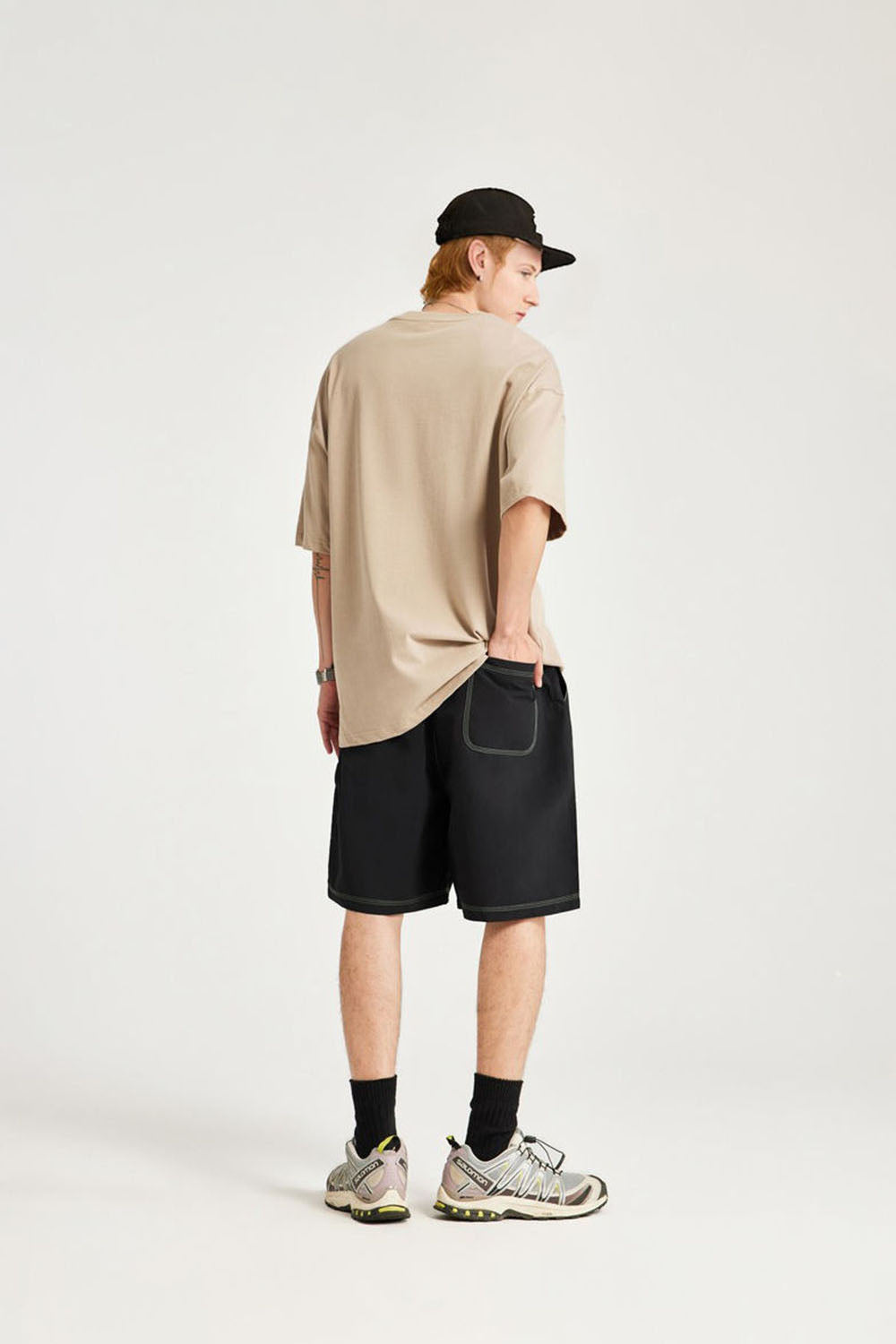 Moisture-Wicking Contrast Color Shorts: Casual Utility Mid-Length Shorts