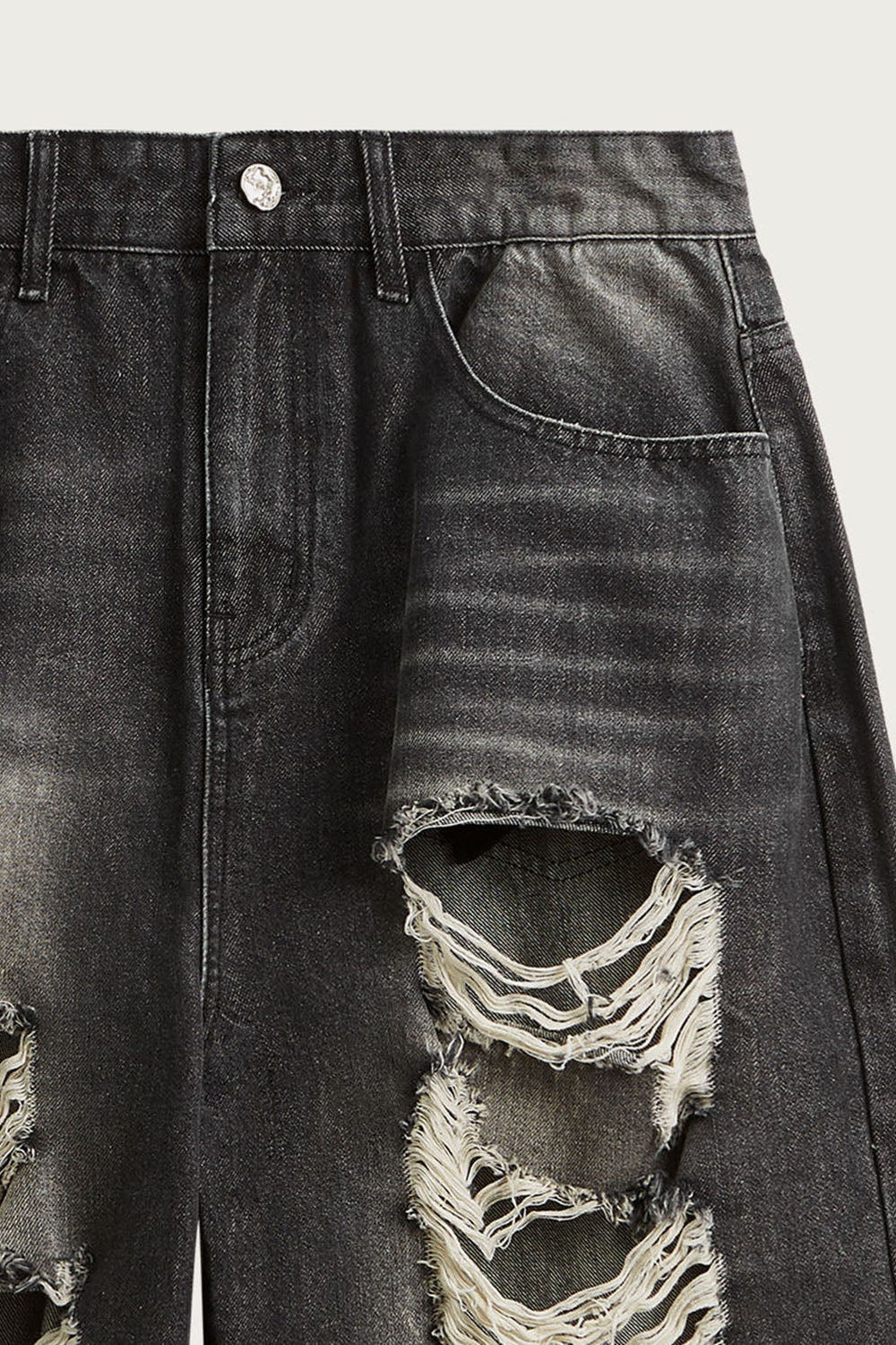Hip-Hop Ripped Denim Capri Shorts: Street Style Distressed Jean Shorts for Men