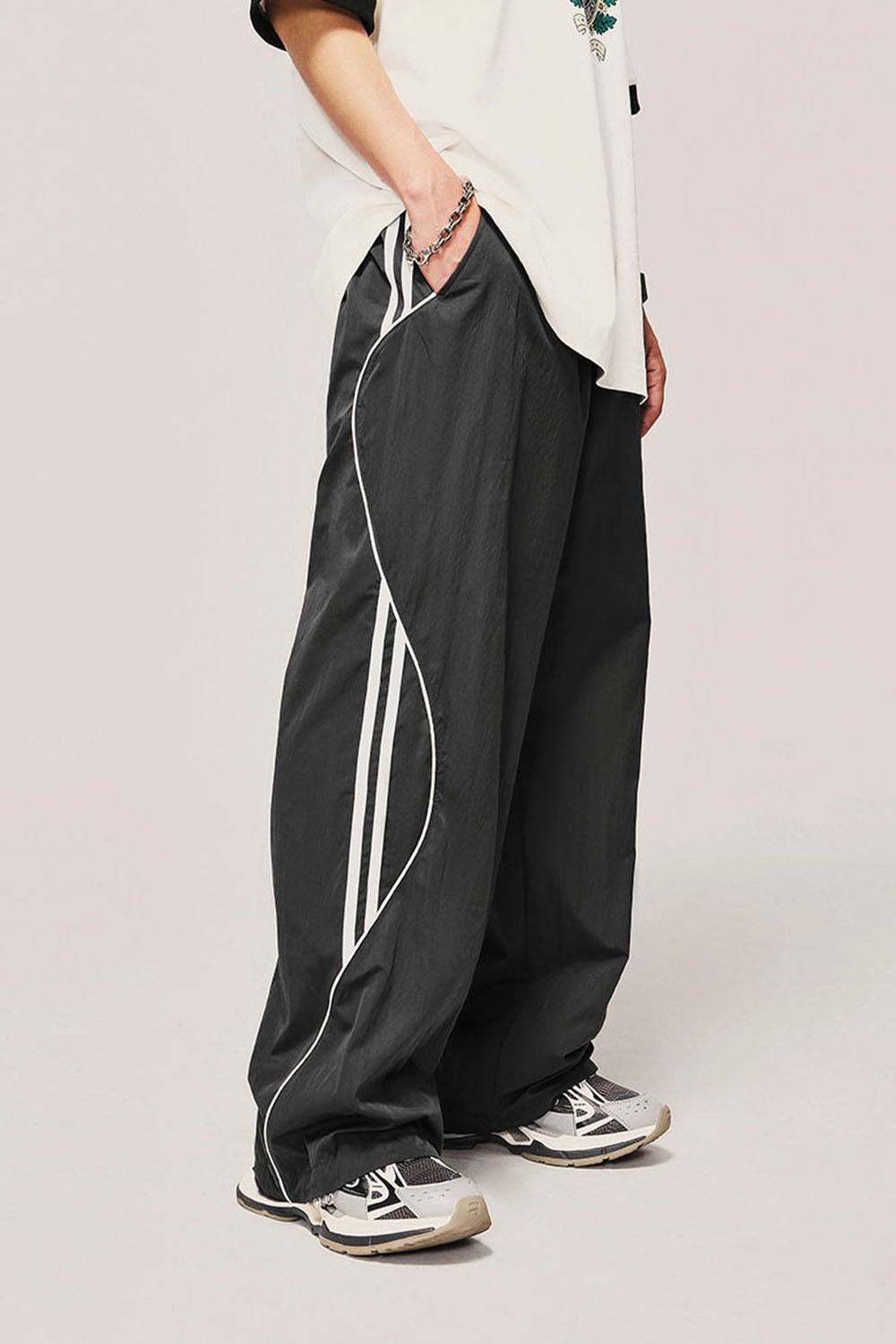 Vintage Casual Sport Wide-Leg Pants: Street Straight-Leg Long Trousers