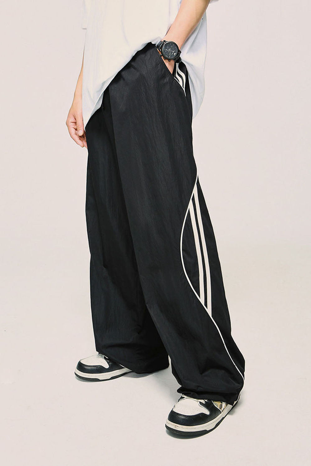 Vintage Casual Sport Wide-Leg Pants: Street Straight-Leg Long Trousers