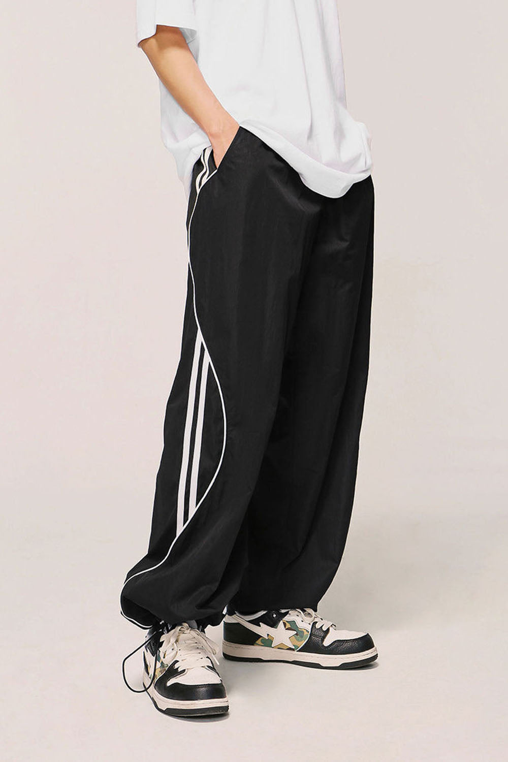Vintage Casual Sport Wide-Leg Pants: Street Straight-Leg Long Trousers