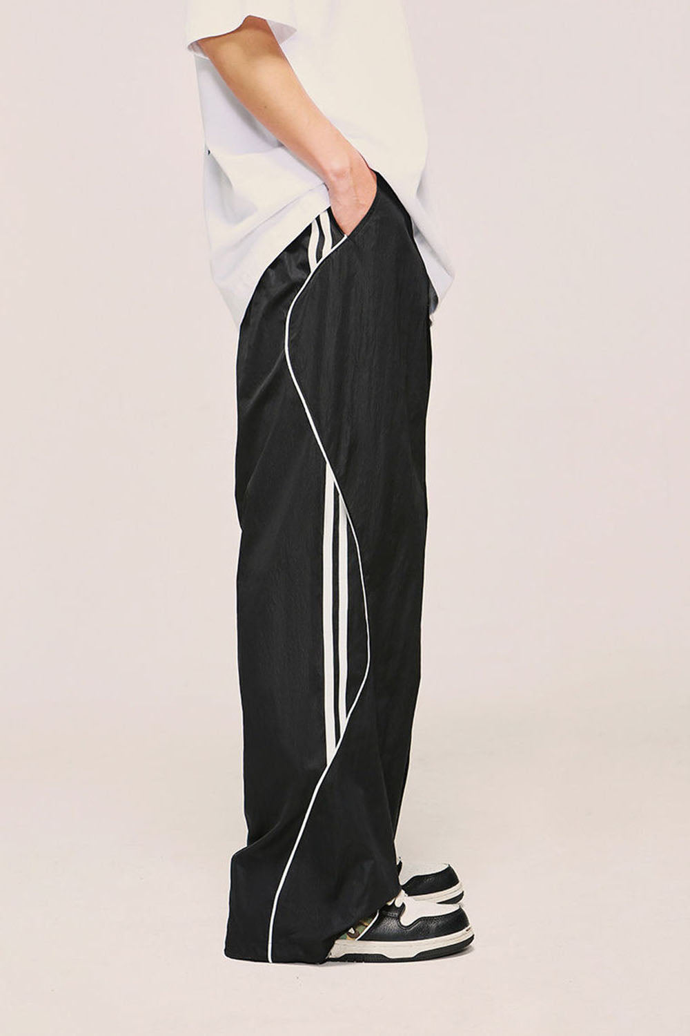Vintage Casual Sport Wide-Leg Pants: Street Straight-Leg Long Trousers