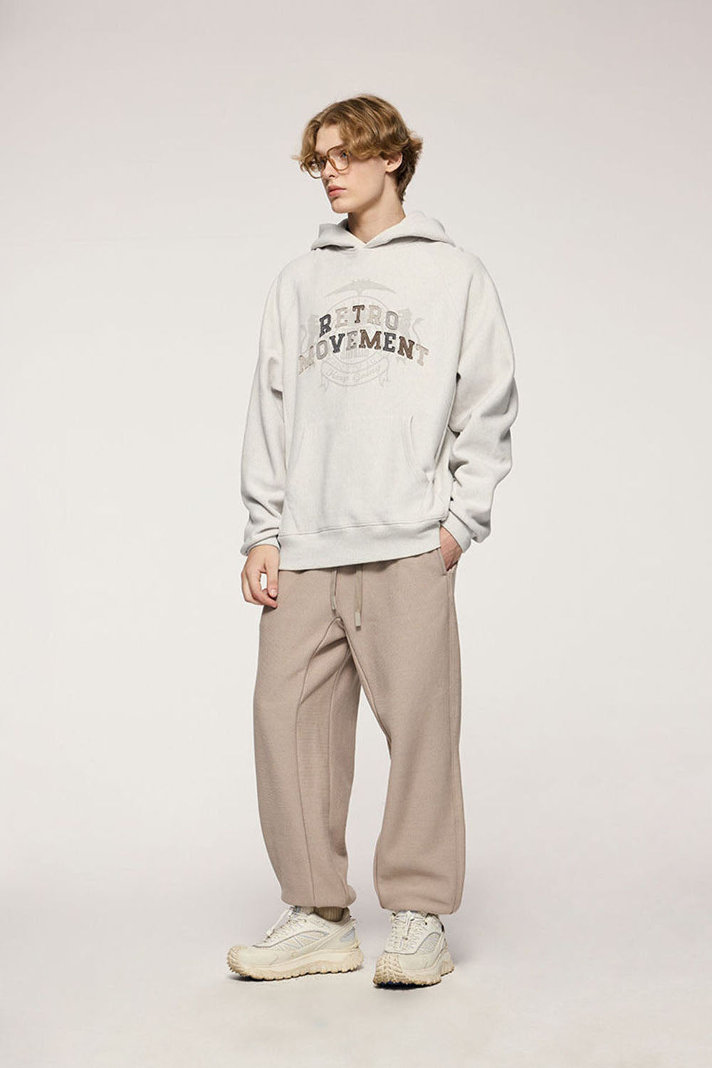 Retro Cross-Weave Patch Embroidery Hoodie: Casual Fleece Sweatshirt