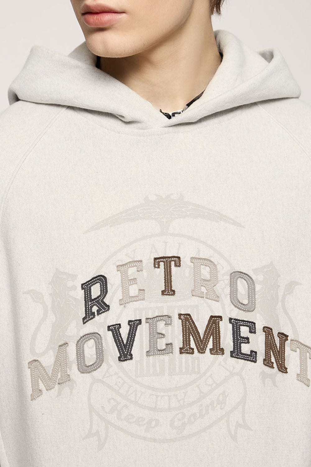 Retro Cross-Weave Patch Embroidery Hoodie: Casual Fleece Sweatshirt