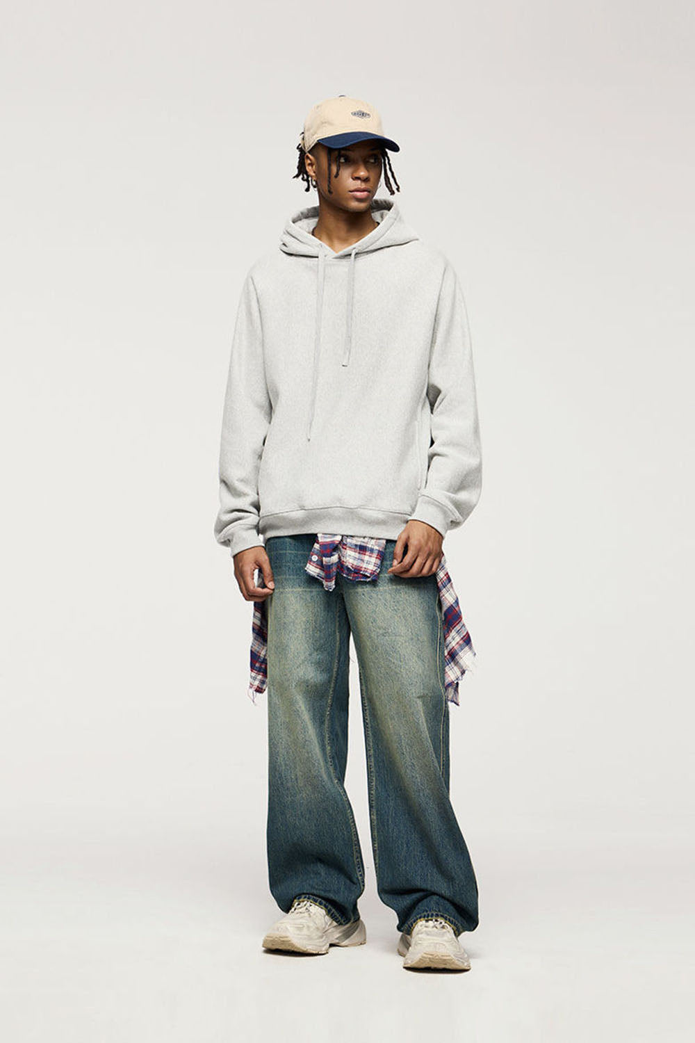 Vintage Cross-Weave Hooded Athletic Sweatshirt: Retro Fleece Hoodie