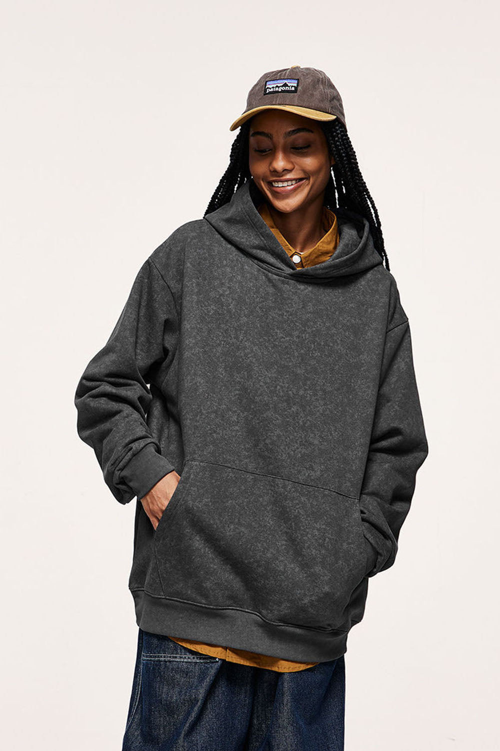 Wasteland Batik Dye Hoodie: Street Style Loose Fit Hooded Sweatshirt