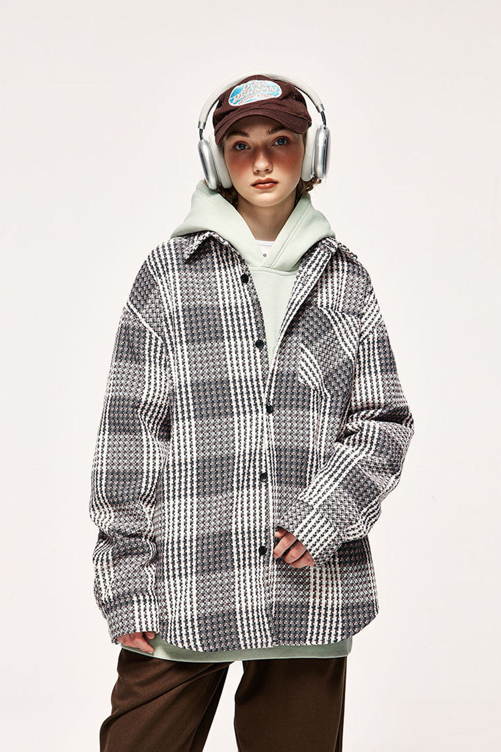 Heavyweight Plaid Shirt Jacket: Loose Fit Casual Long Sleeve Shirt