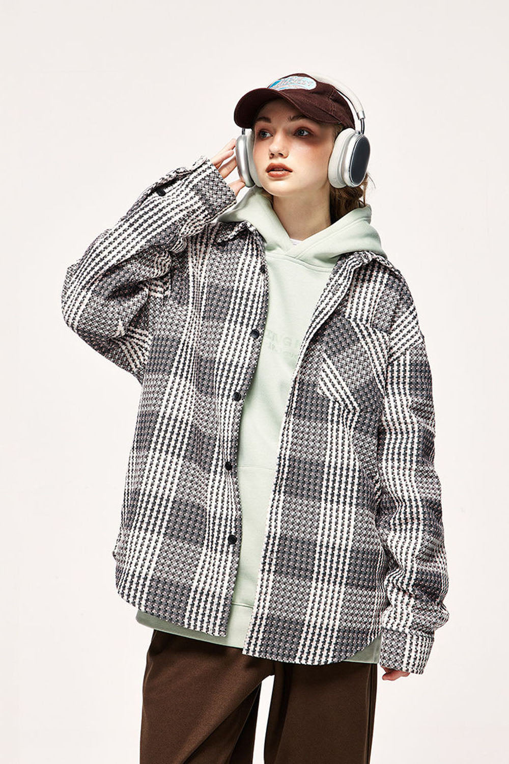 Heavyweight Plaid Shirt Jacket: Loose Fit Casual Long Sleeve Shirt