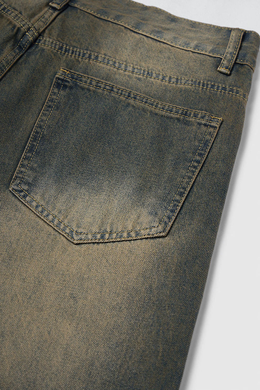 Vintage Washed Floor-Length Wide Jeans: Streetwear Distressed Denim