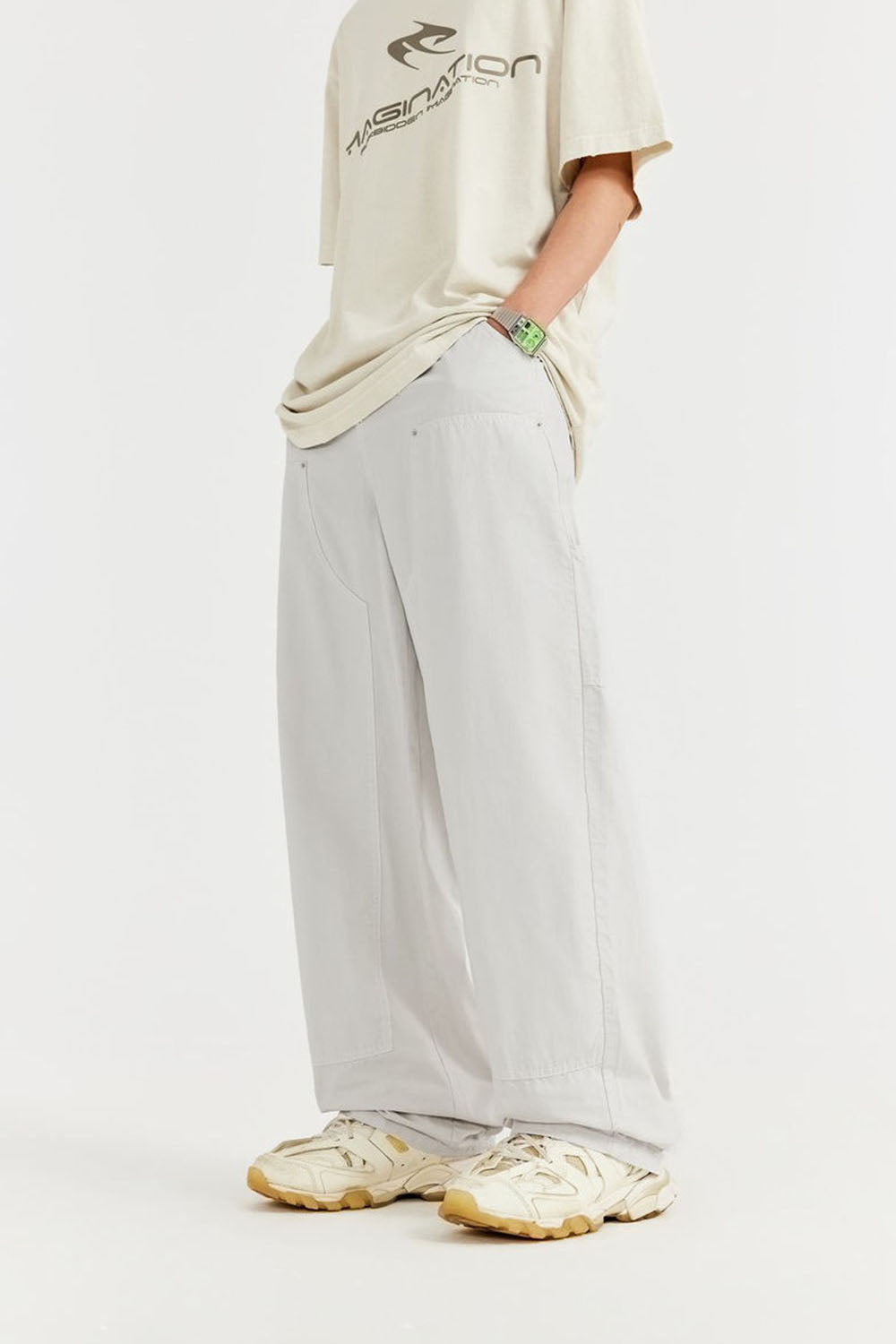Garment-Washed Logger Pants: Loose Wide-Leg Utility Trousers