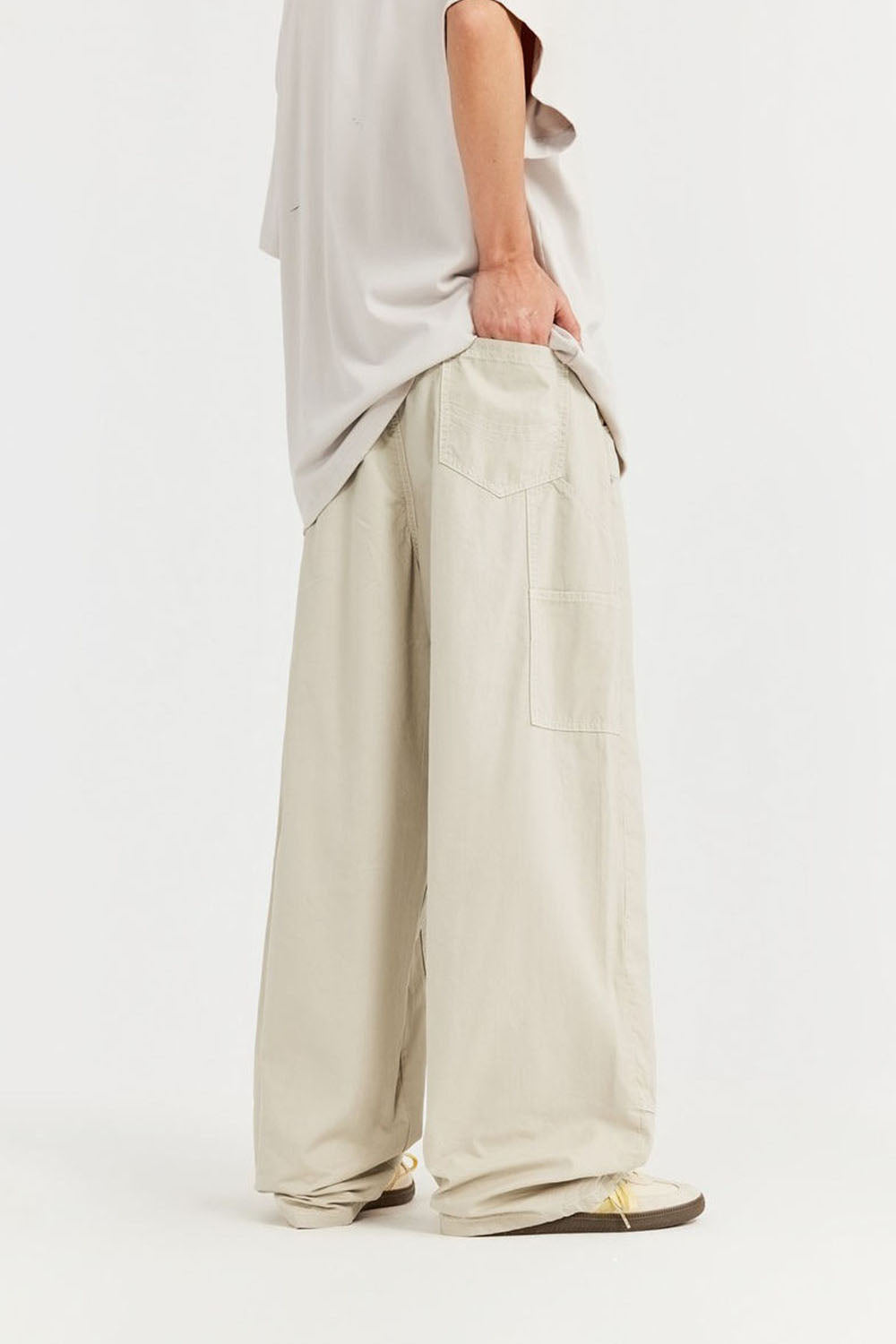 Garment-Washed Logger Pants: Loose Wide-Leg Utility Trousers