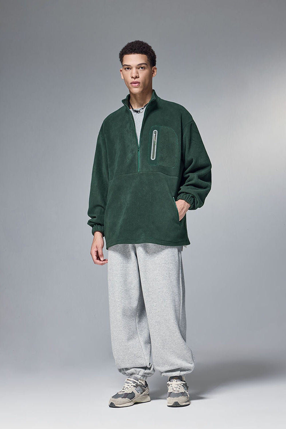 Fleece Bonded Half-Zip Pullover Sweatshirt: Warm Cycling Top