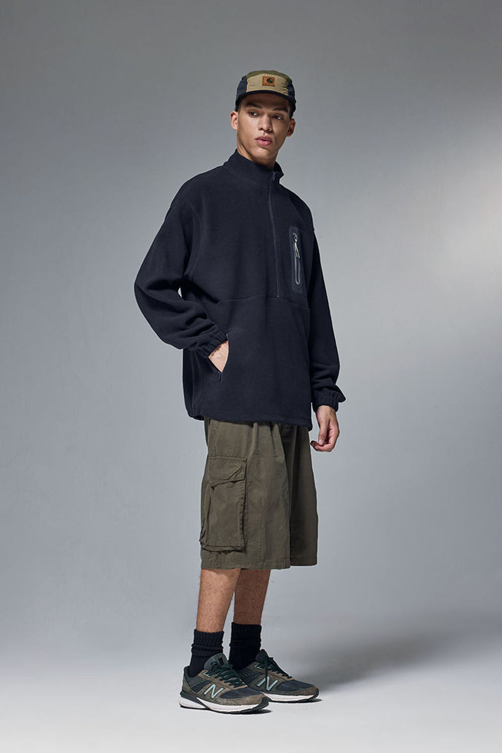 Fleece Bonded Half-Zip Pullover Sweatshirt: Warm Cycling Top