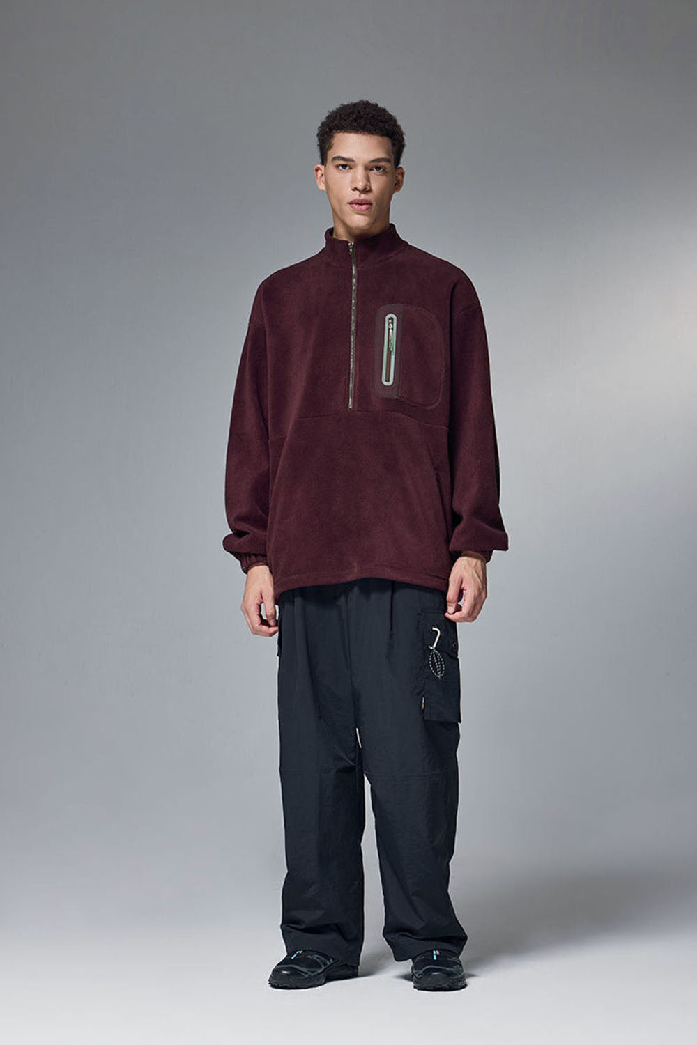 Fleece Bonded Half-Zip Pullover Sweatshirt: Warm Cycling Top