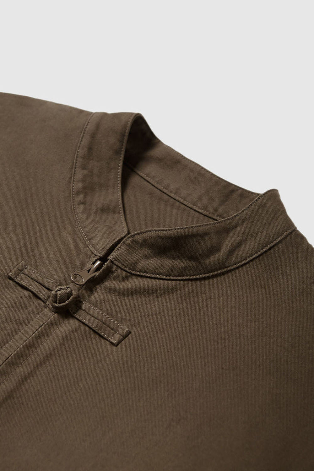 Thick Twill Utility Zip Jacket with Frog-Button Details for Men