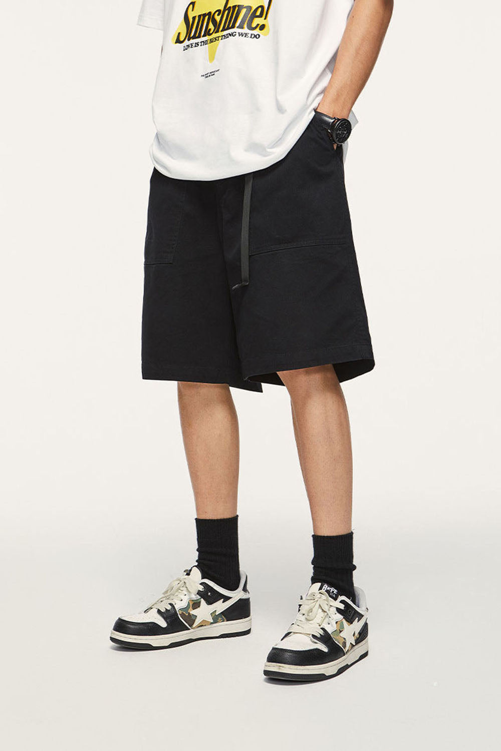 Wide-Leg Workwear Shorts