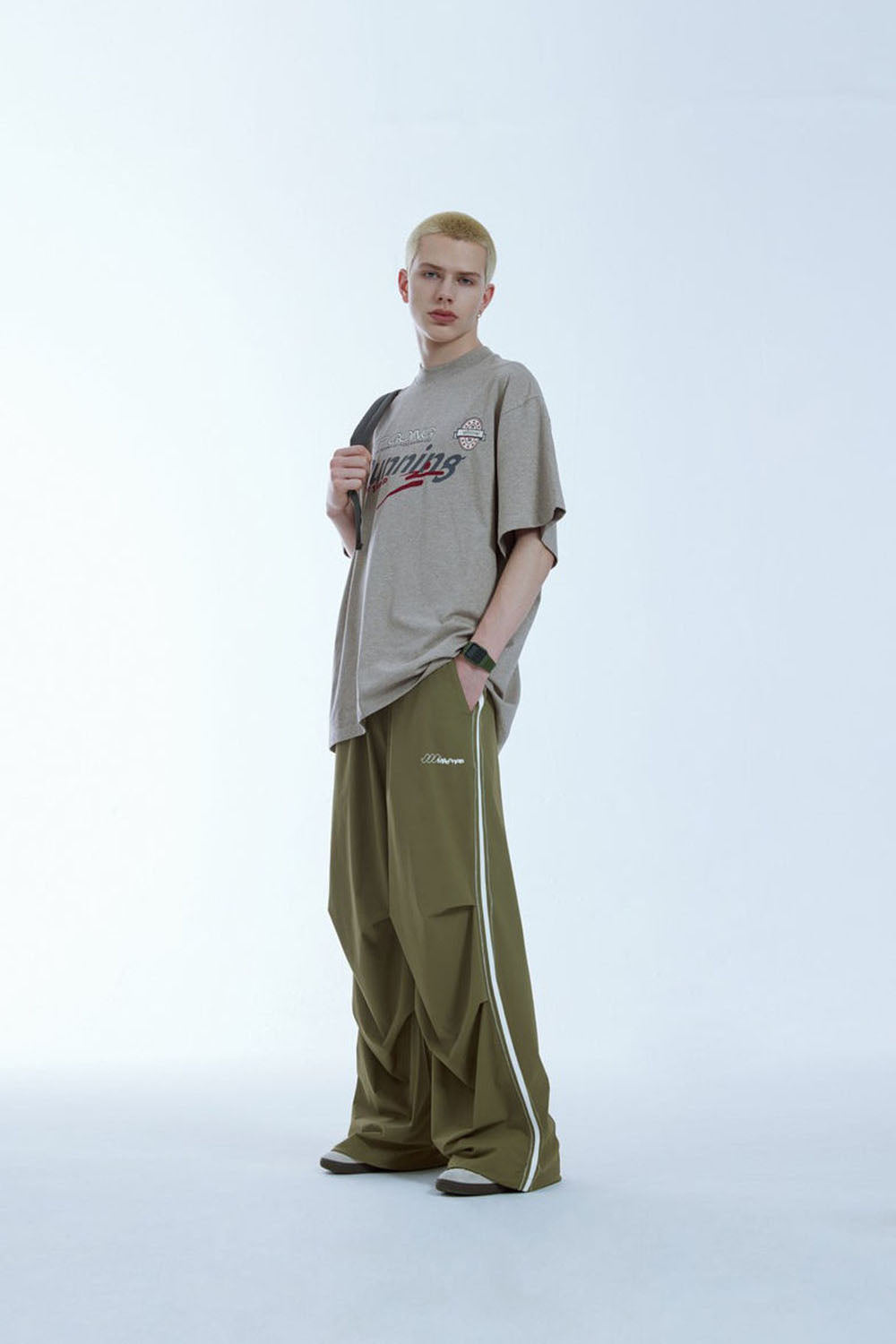Retro Sporty Parachute Wide-Leg Pants