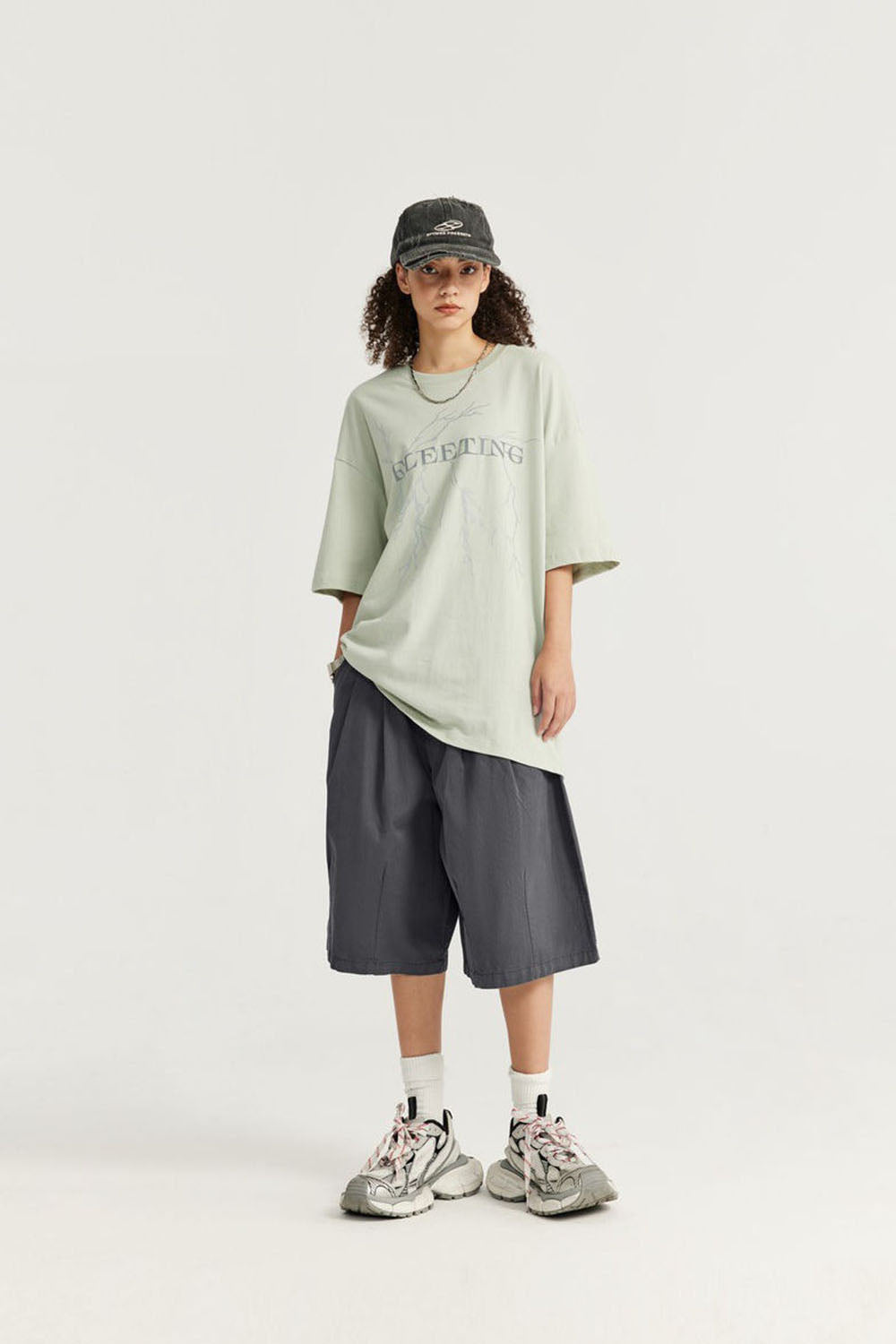 Men's Washed A-Line Shorts with Unique Solid Color Casual Five-Point Length