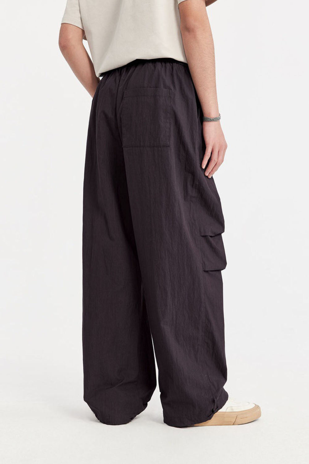 Men's Washed Parachute Pants with Multifunctional Pockets