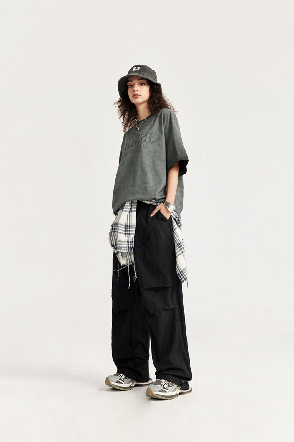 Men's Washed Parachute Pants with Multifunctional Pockets