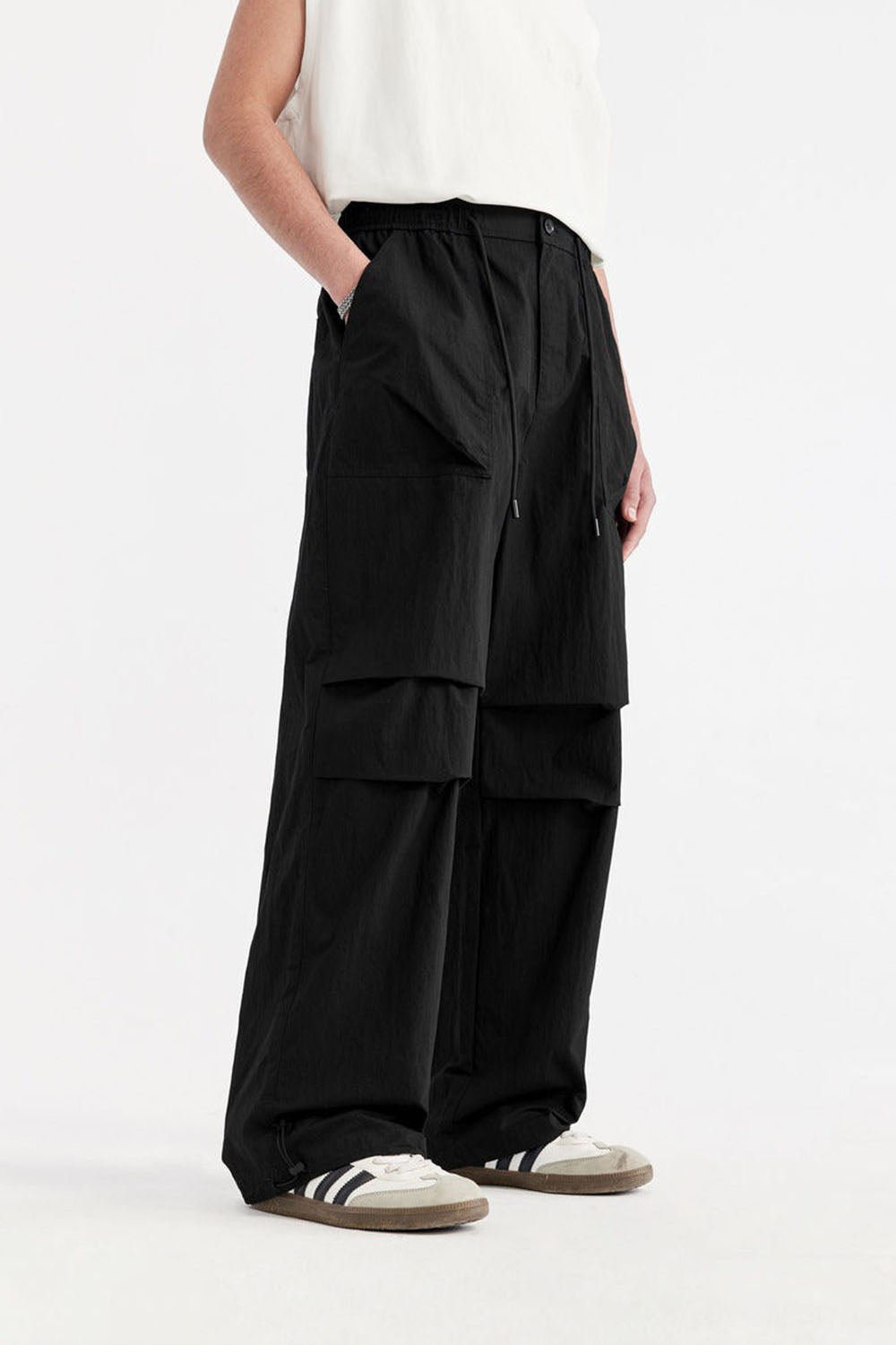 Men's Washed Parachute Pants with Multifunctional Pockets