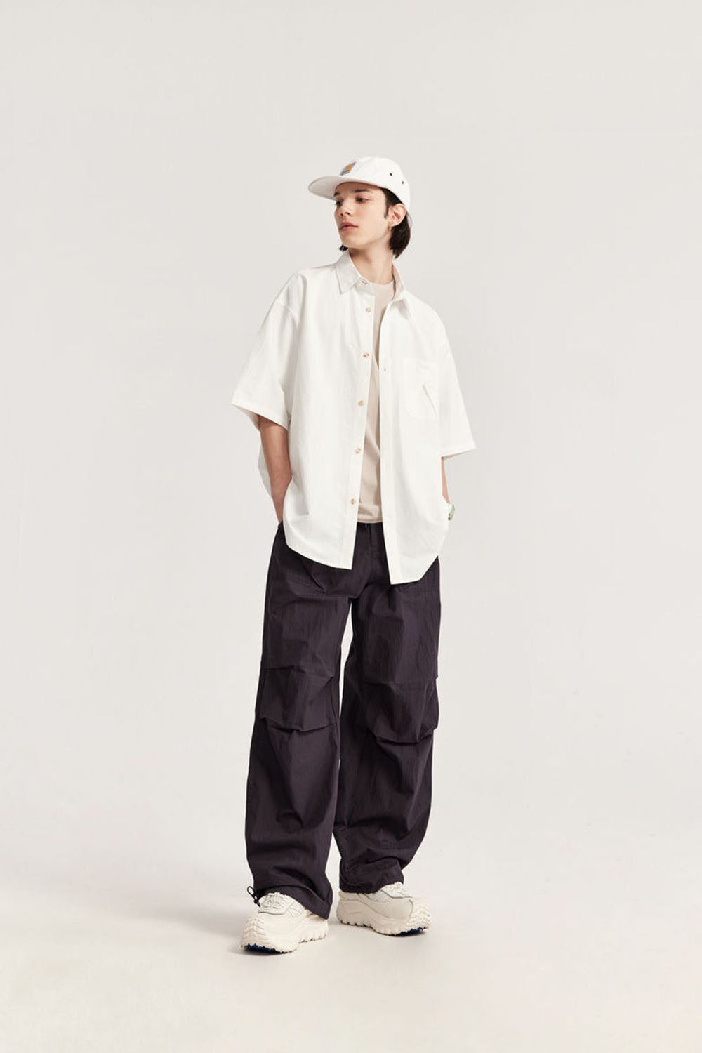 Men's Washed Parachute Pants with Multifunctional Pockets