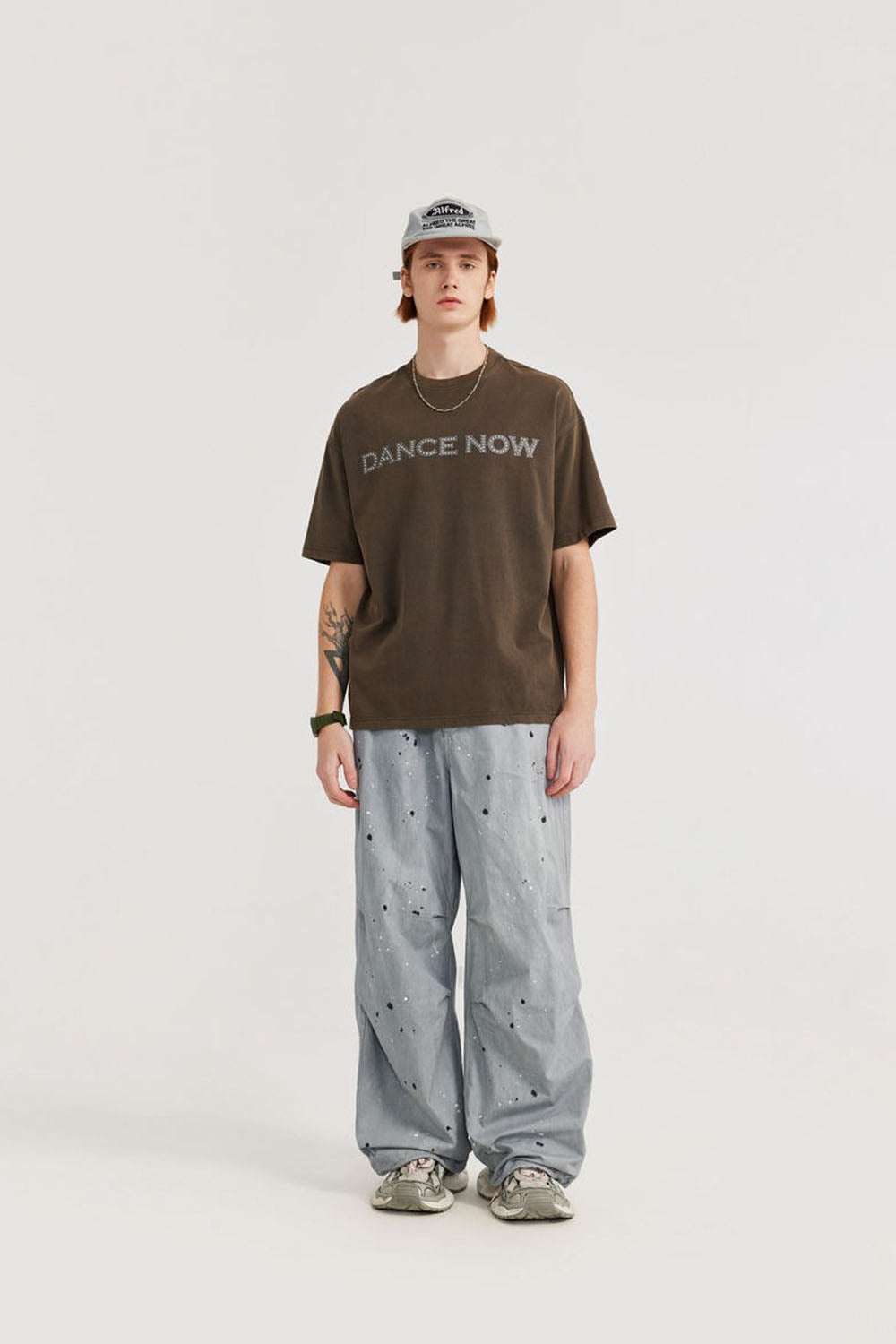 Men's Washed Ink-Splash Parachute Pants