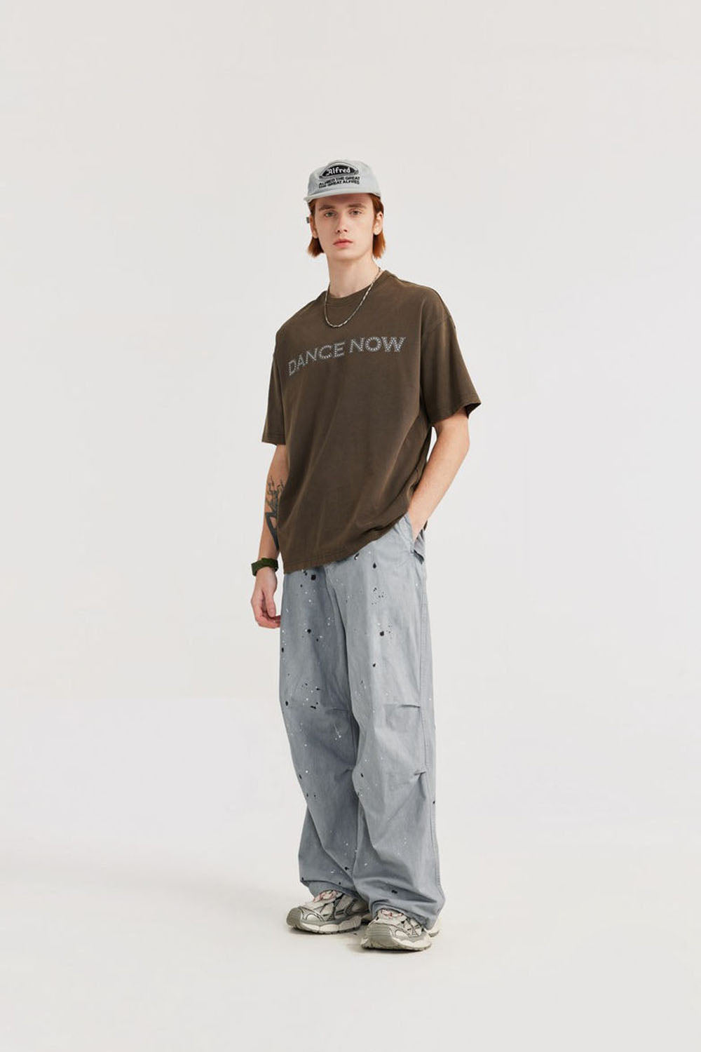 Men's Washed Ink-Splash Parachute Pants